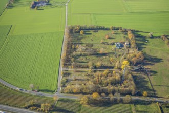 Aerial view, plant in the field, Luiter Straße, Kapellen-Achterathsheide, Mörs, Ruhr area, North