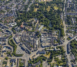Aerial view, overview centre, structure Dutch model fortification, jagged ring of ramparts,
