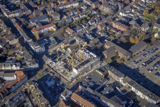 Aerial view, construction site new building Homberger Höfe, flats and commercial areas, formerly