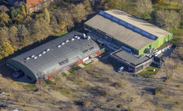 Aerial view, ENNI Eiswelt Eissporthalle, ENNI Eventhalle, Moers-Vinn, Mörs, Ruhr area, North