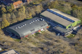 Aerial view, ENNI Eiswelt Eissporthalle, ENNI Eventhalle, Moers-Vinn, Mörs, Ruhr area, North
