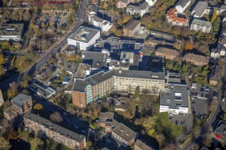 Aerial view, St. Josef Krankenhaus, Asberger Straße, Mörs, Ruhr area, North Rhine-Westphalia,