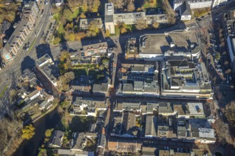 Aerial view, shopping centre Niederstraße, Altstadt, Mörs, Ruhr area, North Rhine-Westphalia,
