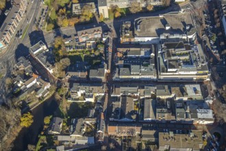 Aerial view, shopping centre Niederstraße, Altstadt, Mörs, Ruhr area, North Rhine-Westphalia,