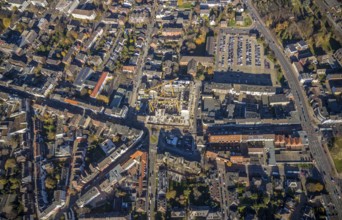Aerial view, construction site new building Homberger Höfe, flats and commercial areas, formerly