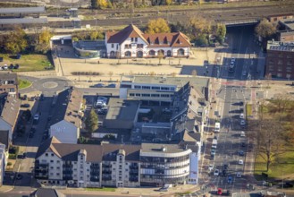 Aerial view, Mörs station, Homberger Straße to Klever Straße, Mörs, Ruhr area, North