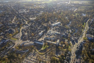 Aerial view, Old Town, Wall Centre, Mörs Town Hall, Evangelical Town Church, District Court, Mörs,