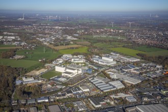Aerial view, industrial estate HuÌˆlsdonk-Nord, Moers-Hülsdonk, Mörs, Ruhr area, North