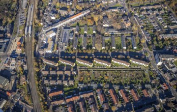 Aerial view, Mörs residential and care centre, Homberger Straße housing estate, Tannenbergstraße,
