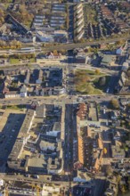 Aerial view, Mörs railway station, Augustastraße to Klever Straße, Mörs, Ruhr area, North