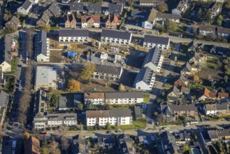Aerial view, construction site, new building, residential park Taubenstraße, Rheinkamp-Meerbeck,