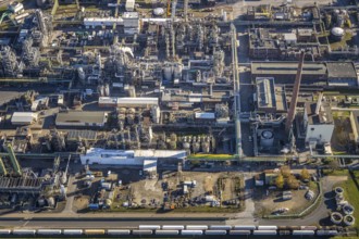 Aerial view, INEOS Solvents Gemany Mörs plant, Rheinkamp-Meerbeck, Mörs, Ruhr area, North