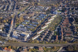Aerial view, residential and care centre Mörs, housing estate Homberger Straße, Tannenbergstraße,
