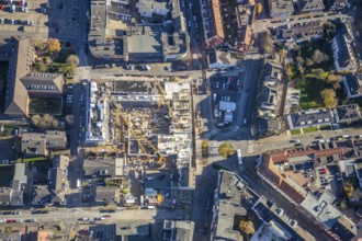Aerial view, construction site new building Homberger Höfe, flats and commercial areas, formerly