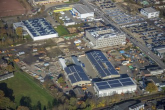 Aerial view, construction site, new building, industrial estate Hülsdonk, Am Jostenhof,