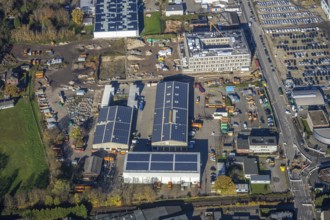 Aerial view, construction site, new building, industrial estate Hülsdonk, Am Jostenhof,