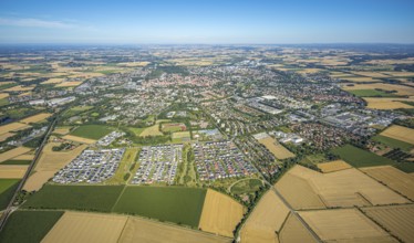 Aerial view, overview of Soest from the west, new development areas at Ardeyweg, Soest, Soester