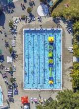 Aerial view, adventure pool, Aqua Spa and Aqua Fun Soest, outdoor pool, bathers, Soest, Soester