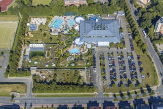 Aerial view, adventure pool, Aqua Spa and Aqua Fun Soest, outdoor pool, bathers, Soest, Soester