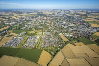 Aerial view, overview of Soest from the west, new development areas at Ardeyweg, Soest, Soester