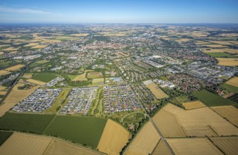 Aerial view, overview of Soest from the west, new development areas at Ardeyweg, Soest, Soester