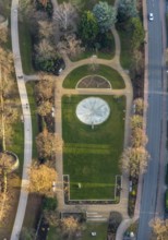 Aerial view, rose garden, fountain, Dasselwall, Soest, Soester Börde, North Rhine-Westphalia,