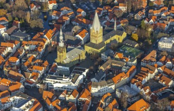 Aerial view, city centre view, old town, St. Petri Church Alde Kerke, St. Patrokli Cathedral,
