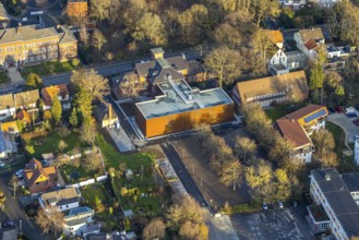 Aerial view, construction site extension Niederbergheimer Straße 24, former agricultural school,