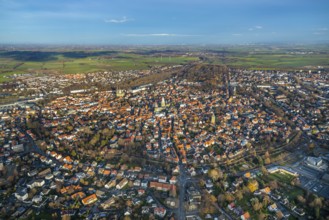Aerial view, city centre view, old town, Wallstraßen, protestant church Sankt Maria zur Wiese, St.
