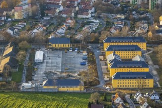 Aerial view, construction area former Kanaal van Wessem barracks, housing estate and refugee