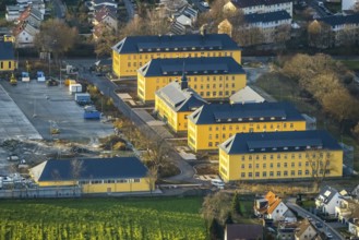 Aerial view, construction area former Kanaal van Wessem barracks, housing estate and refugee