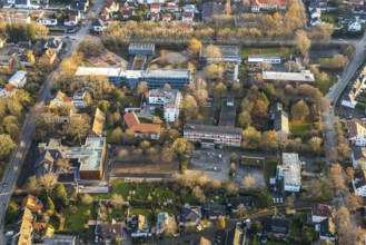 Aerial view, construction site extension Niederbergheimer Straße 24, former agricultural school,