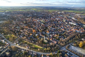 Aerial view, city centre view, old town, Wallstraßen, protestant church Sankt Maria zur Wiese, St.