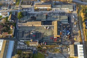 Aerial view, construction site, new construction of residential buildings, former Merkur site,