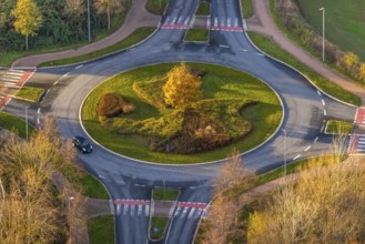 Aerial view, New roundabout Danziger Ring, Oestinghauser Straße, Soest, Soester Börde, North