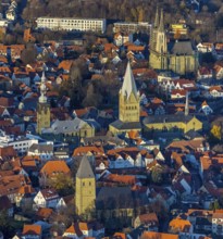 Aerial view, city centre view, old town, protestant church Sankt Maria zur Wiese, St. Petri Alde