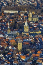 Aerial view, city centre view, old town, protestant church Sankt Maria zur Wiese, St. Petri Alde