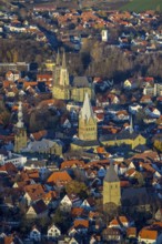 Aerial view, city centre view, old town, protestant church Sankt Maria zur Wiese, St. Petri Alde