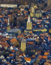 Aerial view, city centre view, old town, protestant church Sankt Maria zur Wiese, St. Petri Alde