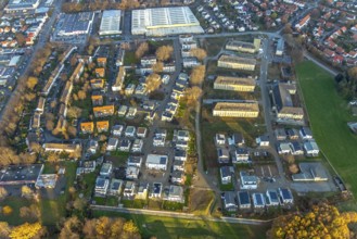 Aerial view, construction area Belgian Quarter, new residential area, Soest, Soester Börde, North