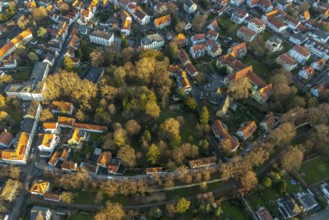Aerial view, Bergenthalpark, Spital Physio, Soest, Soester Börde, North Rhine-Westphalia, Germany,