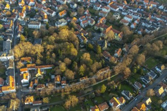 Aerial view, Bergenthalpark, Spital Physio, Soest, Soester Börde, North Rhine-Westphalia, Germany,