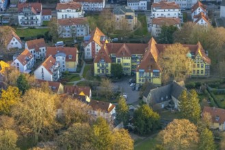 Aerial view, Bergenthalpark, Spital Physio, Soest, Soester Börde, North Rhine-Westphalia, Germany,