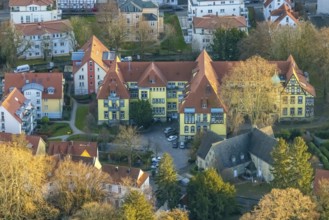 Aerial view, Bergenthalpark, Spital Physio, Soest, Soester Börde, North Rhine-Westphalia, Germany,
