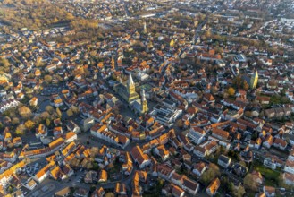 Aerial view, city centre view, old town, St. Petri Church Alde Kerke, St. Patrokli Cathedral,