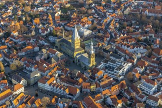 Aerial view, city centre view, old town, St. Petri Church Alde Kerke, St. Patrokli Cathedral,