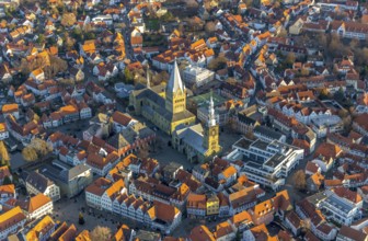 Aerial view, city centre view, old town, St. Petri Church Alde Kerke, St. Patrokli Cathedral,