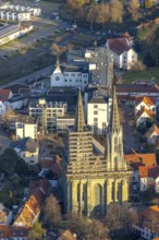 Aerial view, old town, protestant church Sankt Maria zur Wiese, renovation, Soest, Soester Börde,