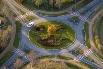 Aerial view, New roundabout Danziger Ring, Oestinghauser Straße, Soest, Soester Börde, North