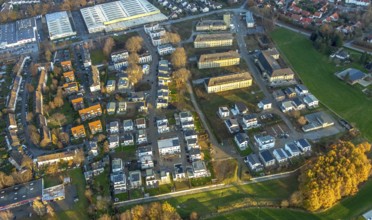 Aerial view, construction area Belgian Quarter, new residential area, Soest, Soester Börde, North
